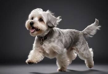 Danide dinmont terrier dog isolated on grey neutral studio background, adorable puppy, lovely doggy 11