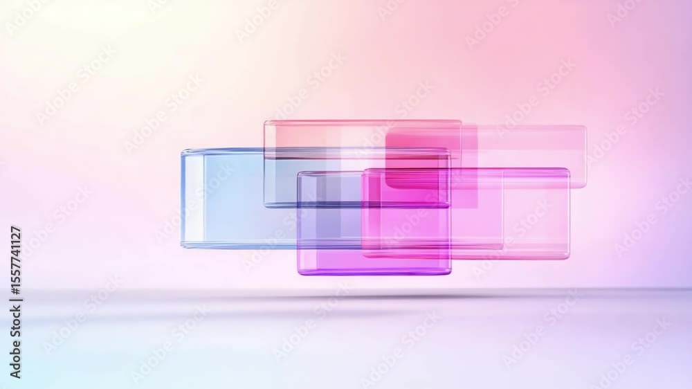 Leinwandbilder Geometric Abstraction: A modern and abstract design of translucent rectangles with subtle colors that merge and overlap, creating a visually appealing composition.
