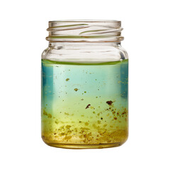 Natural water sample in glass jar showing slight turbidity isolated on transparent background (3)