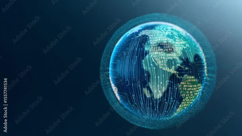 Poster digital earth: a vibrant depiction of planet earth, enshrouded in an ethereal glow, symbolizes the i