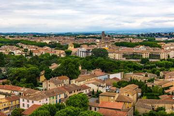 Panoramic View of the Bastide Saint-Louis Dominated by the Church of Saint-Vincent from the Cité de Carcassonne