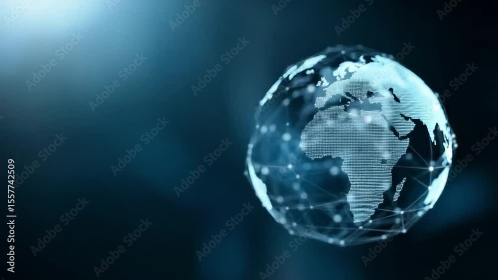 Aufkleber Global Network: A captivating image of a digital earth illuminated by a network of interconnected nodes, representing the intricate web of global communication and technological advancement. 