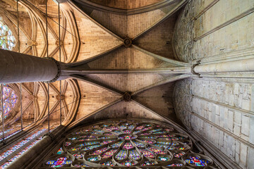 Radiant Rose Window from Inside the Basilica of Saint-Nazaire in Carcassonne