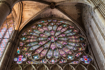Radiant Rose Window from Inside the Basilica of Saint-Nazaire in Carcassonne