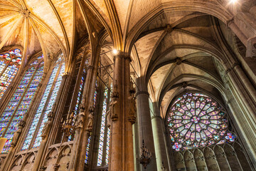 Radiant Rose Window from Inside the Basilica of Saint-Nazaire in Carcassonne