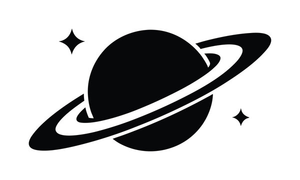 Saturn with sparkle silhouette vector, Saturn icon, Cosmos and planet vector illustration