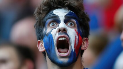 Excited fan with face paint