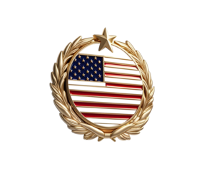 Glossy circular badge with the United States flag, centered on pure white background. Vivid patriotic colors and realistic product style for commercial or editorial use.

