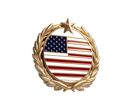 Glossy circular badge with the United States flag, centered on pure white background. Vivid patriotic colors and realistic product style for commercial or editorial use.

