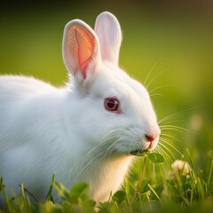 white rabbit on green grass