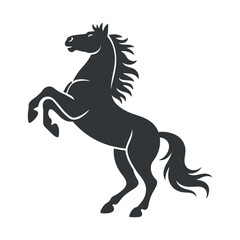 Silhouette of a Horse in a Majestic Pose stylized black silhouette horse rearing up horse silhouette animal equine black and white vector graphic