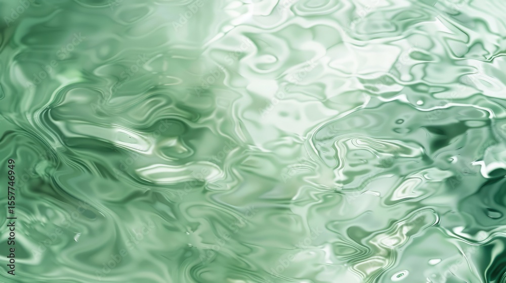 Aufkleber swirling emerald green fluid shapes with marbled texture. background image of 3d rendering digital w