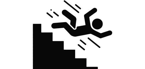 Fototapeta premium Stylized silhouette of a person falling down stairs icon