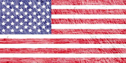Closeup bendera Amerika grunge. Closeup of grunge American flag. united states flag. vector illustration