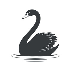 Elegant Black Swan Silhouette on Water Simple stylized silhouette black swan floating water swan black swan silhouette bird waterfowl animal logo graphic vector