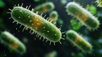 Fototapeta premium Close-up view of rod-shaped bacteria.