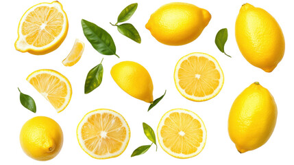 Fototapeta premium a set of lemons on white background