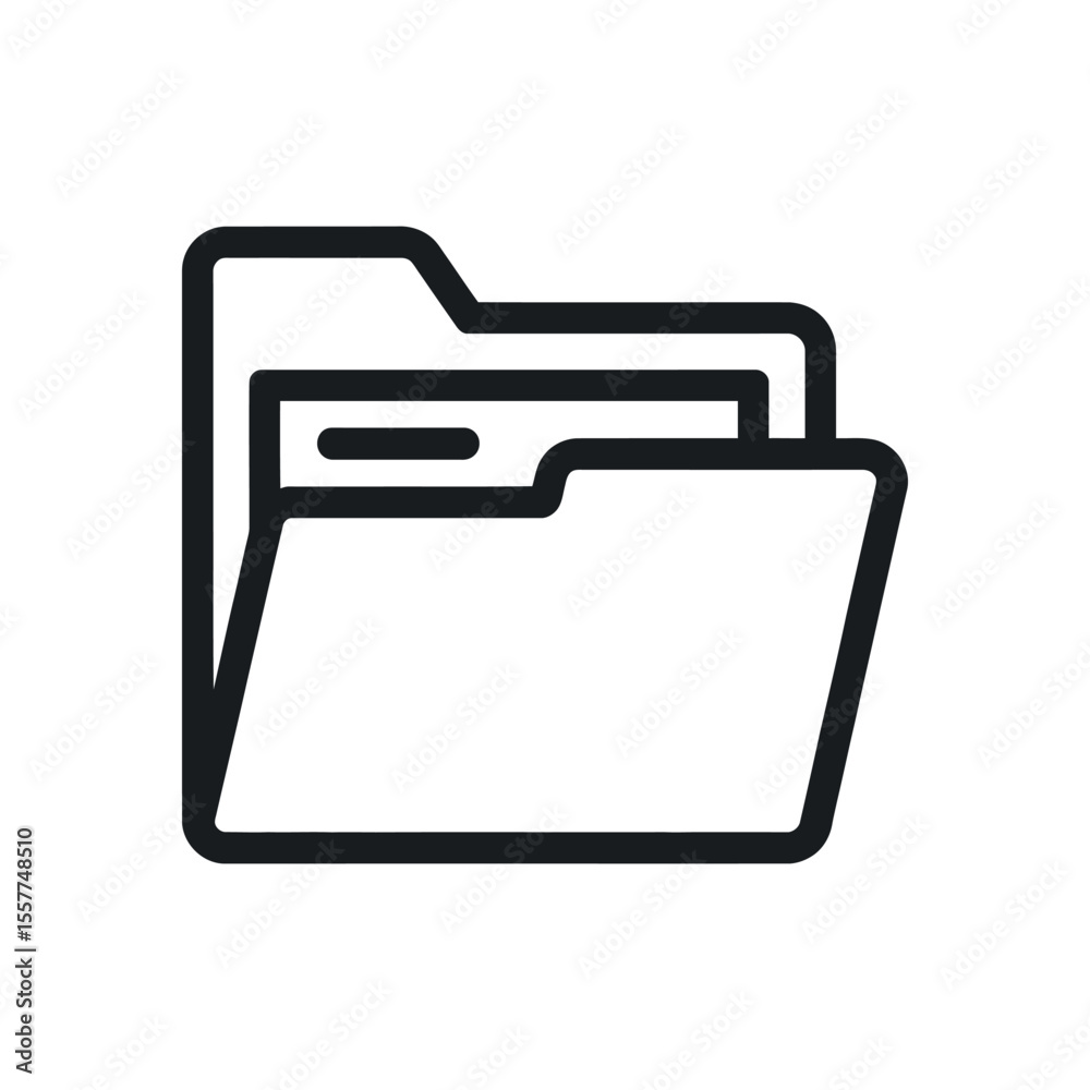 Fototapete Simple Black Outline Folder Icon Representing a File Directory simple black outline folder icon folder file directory icon outline black document files data