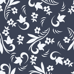 textile design with beautiful silhouette flowers pattern image