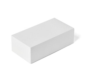 Close up of a white box mock up template on white background