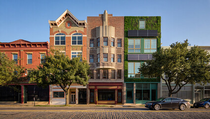 Fototapeta premium Sustainable urban renewal green building eco friendly cityscape