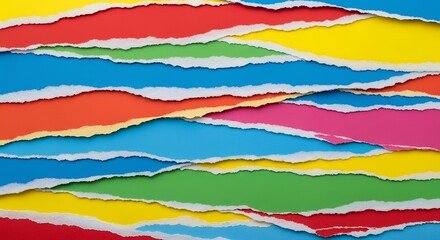 Ripped Paper Layers Creating Vibrant Colorful Background Texture