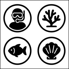 Underwater icons vector
