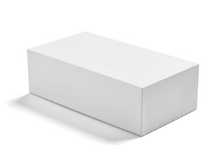 Close up of a white box mock up template on white background