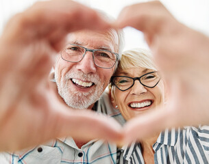 Portrait of a happy senior couple taking a selfie embracing hugging and having fun at home