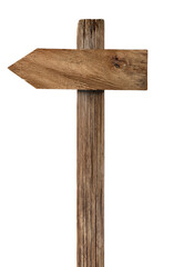 close up of a wooden sign on white background