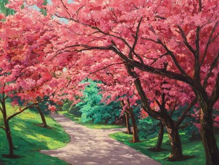 Naklejka premium Spring Tulip Garden in Full Bloom
