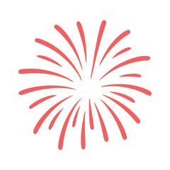 Simple Illustration of a Red Fireworks Display stylized radiating fireworks graphic coral pink fireworks firework display celebration festival party holiday graphic illustration design