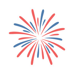 Simple Fireworks Design in Red and Blue Colors for Patriotic Celebrations stylized graphic fireworks red blue radiating outwards fireworks patriotic celebration red blue
