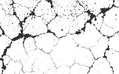 Crack paint isolated on transparent background, Vector grunge overlay texture. Black and white background. , Abstract background of grunge white, black damaged rusty crack, 