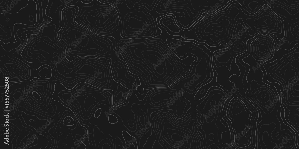 Fototapete topographic map with contour lines on a dark black background design element contour lines to repres