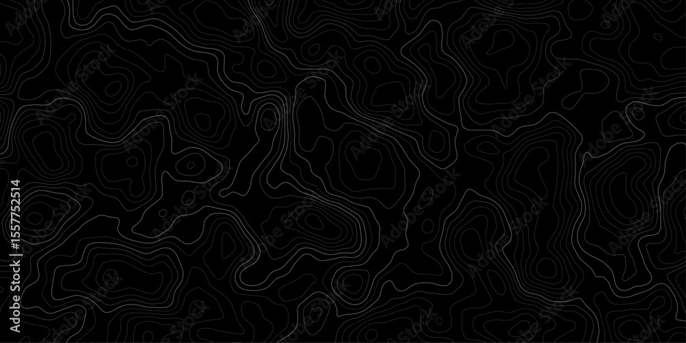 Fototapete topographic map with contour lines on a dark black background design element contour lines to repres