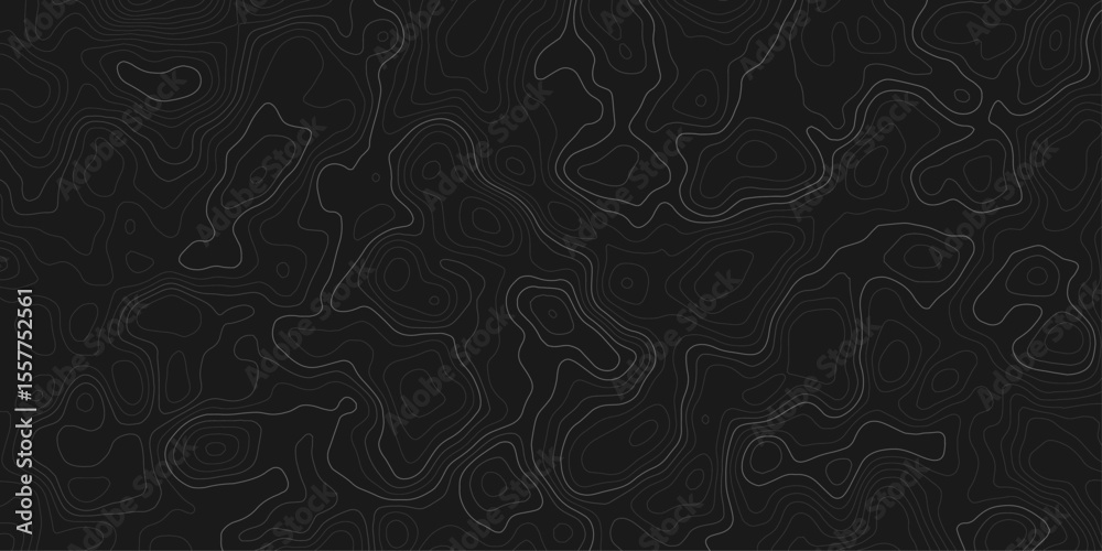 Fototapete topographic map with contour lines on a dark black background design element contour lines to repres