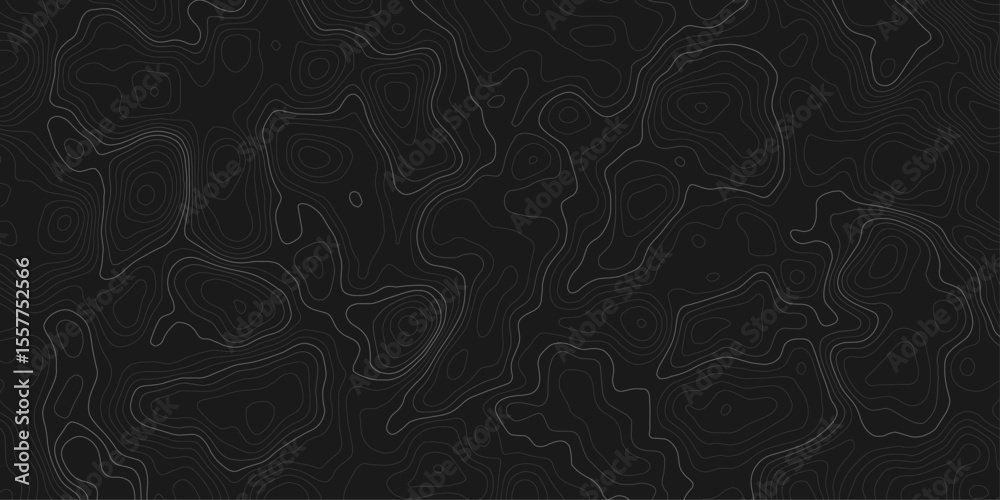 Fototapete topographic map with contour lines on a dark black background design element contour lines to repres