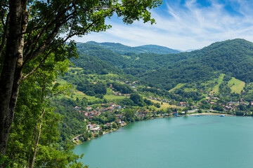 The Drina River and the mountains above it. A magnificent summer landscape. The border of Serbia and Bosnia and Herzegovina.