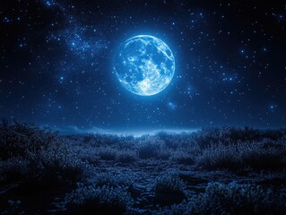 Lunar landscape under a vast starry sky