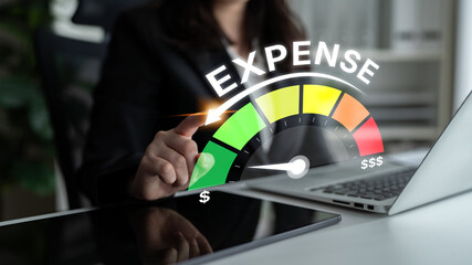 Expense control concept visualizing expense, cost, and spending with emphasis on budgeting, cost...