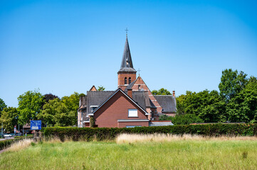Saint carolus borromeus church in the village centert of Heultje Westerlo, Antwerp Province, Belgium