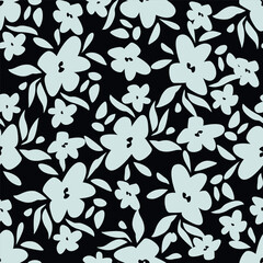 textile design with beautiful silhouette flowers pattern image