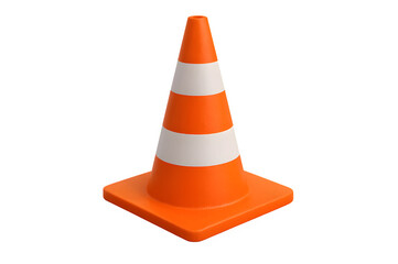 Orange Reflective Hazard Safety Cone Isolated on Transparent Background PNG

