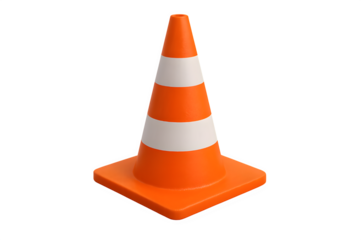 Orange Reflective Hazard Safety Cone Isolated on Transparent Background PNG

