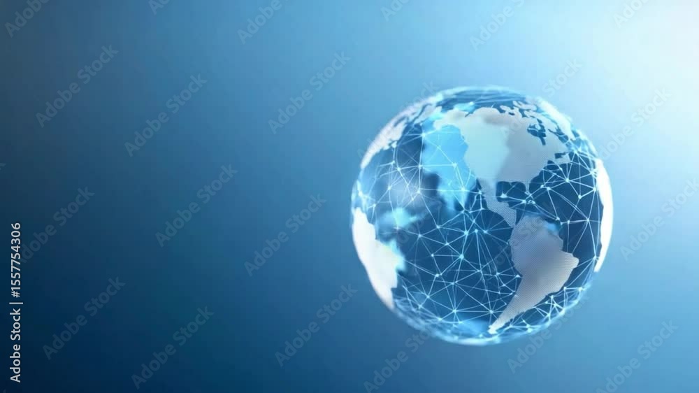 Poster Digital World Connection: a vibrant and detailed depiction of a digitally-enhanced globe, illustrating global connectivity and communication in an abstract visual manner. 