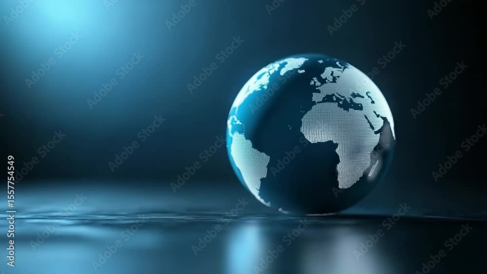 Poster global sphere: a luminous depiction of earth in a sleek, modern design, perfectly poised against a c