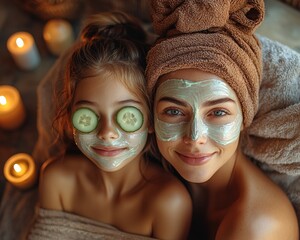 Mother and daughter enjoying spa day