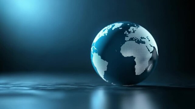 Global Sphere: A luminous depiction of Earth in a sleek, modern design, perfectly poised against a captivating backdrop that suggests a world of innovation and connectedness.