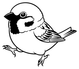 Obraz premium Stylized Sparrow Vector Illustration Depicting Bird in Black and White
